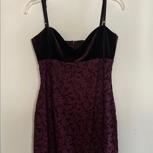 Laundry by Shalli Segal Velvet Bodice Plum Floral Slip Dress made in USA